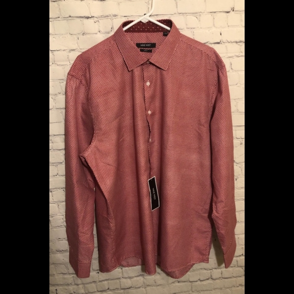 Nine West Other - NWT Nine West red micro floral print button down shirt- XL